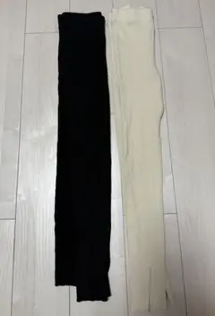 GU スリット入りリブレギンス　2枚セット　アイボリー　ブラック