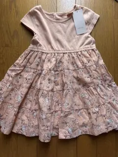 新品　プティマイン　ワンピース　90 花柄　ドッキング　ティアード