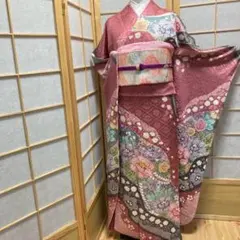 ［3134］振袖 4点セット 道長 駒刺繍 金彩 成人式 卒業式 着物 正絹 袷
