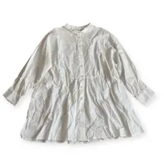 美品△オオカミとフクロウ 長袖シャツ 白雲のポロッカ チェック柄 