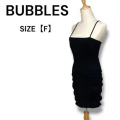 BUBBLES ブラック キャミワンピース F リボンギャザー ミニワンピースのサムネイル