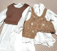 重ね着ワンピース　重ね着長袖シャツ　130サイズ　女の子まとめ売り