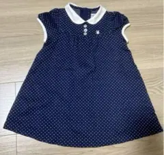 ミキハウス ワンピース ドット 水玉 ネイビー 女の子 90 - メルカリ