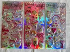 3枚セット】ぷくぷく 立体 シール シャカシャカ キラキラ 女の子 人気