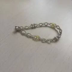 ハンドメイド パール クリスタルブレスレット