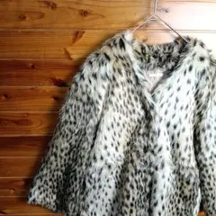 ファーコート　フェイクファー　ヒョウ柄　レオパルド柄　アニマル柄　フリーサイズ