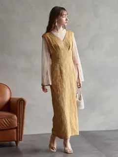 AIMER エメ チュールブラウス付きジャカードIラインパーティードレス S