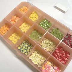 ネイル　パーツ　デコ　まとめ売り　セット　丸ケース付き　フルーツ　果物