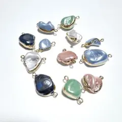 【シェル風】 ハンドメイド資材 カラフルコネクター 12個セット ゴールド