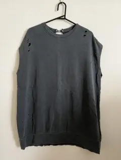 JEANASIS ダメージ加工 ノースリーブ トップス ダークグレー
