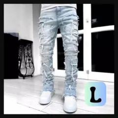 クラッシュ ダメージ デニム ラッパー HIP HOP UK パンツ a21のサムネイル