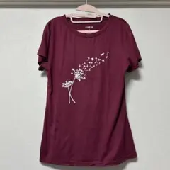 SHEIN バーガンディ 花と鳥プリント Tシャツ 【Sサイズ】のサムネイル