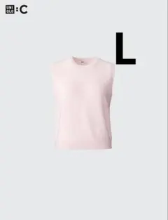 UNIQLO C カシミヤクルーネックショートセーターノースリーブ L ピンク