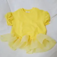 韓国で大人気　高品質　新品子供服　フリルチュニック　イエロー　サイズ80〜90