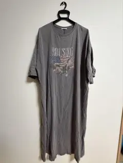 Java ロング丈 半袖 カットソー ワンピース XL