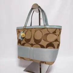 【美品】COACH　コーチ　シグネチャー　Signature　ハンドバック　水色