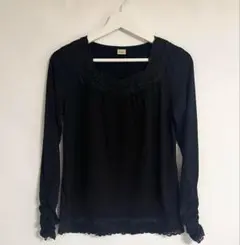 axesfemme レース付き長袖カットソー　ブラック Lサイズ