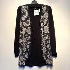 [新品]Van Fee昭和レトロ 花柄レース 長袖カーディガン 黒