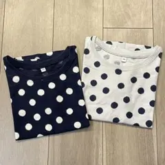 無印良品 ドット柄 半袖Tシャツ 2枚セット 140 水玉のサムネイル