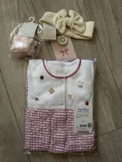 familiar ツーウェイオール &ソックス& リボンヘアバンド アイボリー