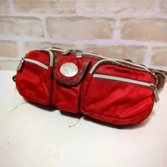 ★Orobianco【オロビアンコ】レザー オレンジ ナイロン切替 ボディバッグ