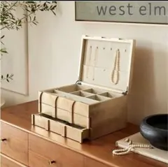 west elm 木製 ウッド ゴールド アクセサリージュエリーケース