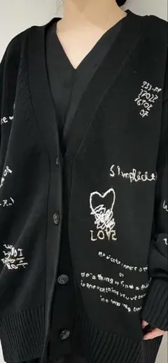 MAISON SPECIALライフワードエンブロイダリーニットカーディガン