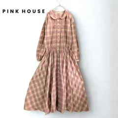 PINKHOUSE ピンクハウス チェック ロングワンピース 丸襟 ガーリー