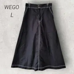 ウィゴー WEGO チノサーキュラーミモレスカート【L】ブラック Aライン 脚長のサムネイル