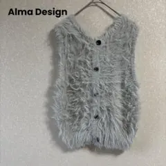 Alma Design ベスト ノースリーブ ニット グレイ フリーサイズ