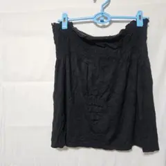 フレアスカート 黒 [L/G] 短丈 ウエストゴム 輸入古着 レディース