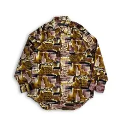 貴重【VINTAGE】80s 90s 総柄 アート ビンテージシャツ レトロ古着