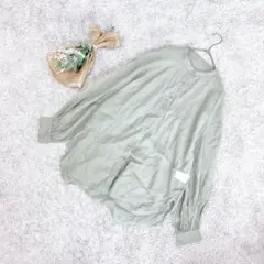 C53【チャオパニックティピー】シアーバンドカラーシャツ/透け感/ゆったりF