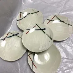 昭和レトロ　波形皿 5枚セット カラフルストライプ