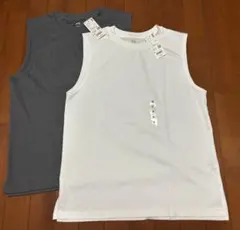 新品タグ付　UNIQLO エアリズムコットンノースリーブT 2枚セット メンズMのサムネイル