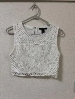 FOREVER 21 ホワイト クロップドタンクトップ トップス