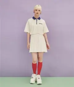 PUNYUS ワンポイントハーフZIP半袖