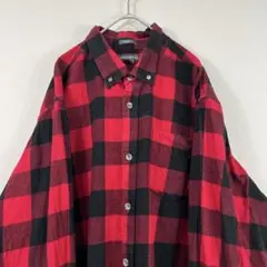 USA古着 eddie bauer エディーバウアー ネルシャツ 赤黒XL