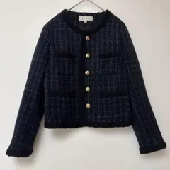 ユナイテッドアローズ ノーカラージャケット ファンシー ツイード V