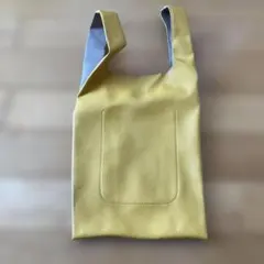 earth music&ecology イエロー グレー レザー風ハンドバッグ