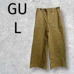 GU◆ワイドパンツ/L/ブラウン/ゆったり/コットン/2015