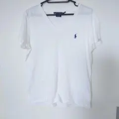 【美品】POLO RALPH LAUREN Vネック Tシャツ ホワイトM