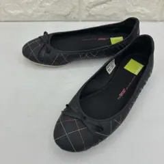 【美品】adidas アディダス フラットシューズ 23.5 リボン ブラック