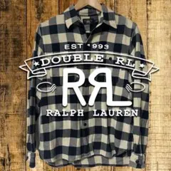 名作 RRL ラルフローレン リネン混紡 ブロックチェック 長袖シャツ 生成りのサムネイル