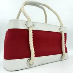 BURBERRY バーバリー ハンドバッグ ノバチェック ロープ レッド レザー