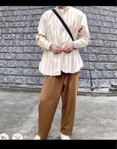 【未使用】GU オーバーサイズバンドカラーシャツ ストライプ Mサイズ