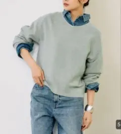 GLOBAL WORK オリーブグリーン Vネック ニット S