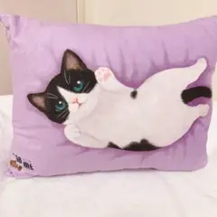 プライズ 景品 猫好き集まれ！ 猫部 クッション ハチワレ パープル