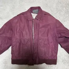 ピンク レザージャケット 地図柄裏地 本革風 ライダース 古着」