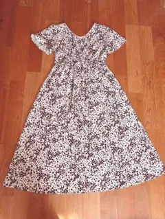 プロポーションボディドレッシング 花柄ワンピース ブラウン ロングワンピース